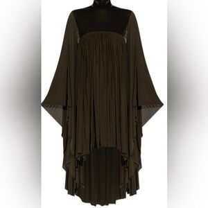 Zimmermann Memento Pleated Batwing Minidress Olive